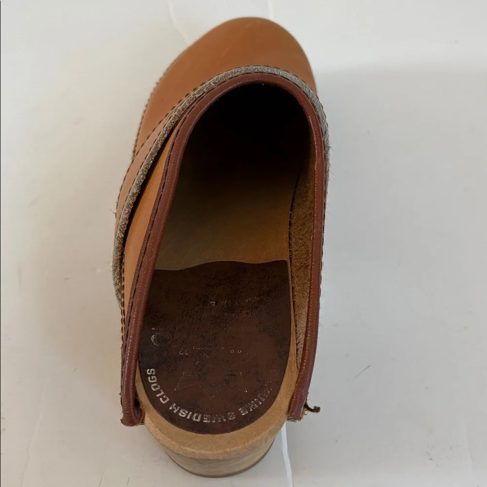 Vintage Lofsko genuine Swedish clogs wooden clog cognac colored leather size 35 - Picture 12 of 16